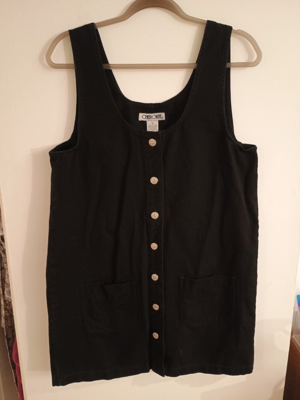 Vintage Pinafore Dress Bundle Of 2 Black Green 100% Cotton Medium Women's - Picture 7 of 15